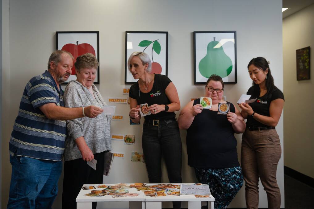 FOOD FUN: Founder of Arubah Health Beth Belford (centre) with clients Michael Clarke, Cathy Clarke, Gemma Gill and Arubah Health dietitian Pamela Chia. Picture: Marina Neil