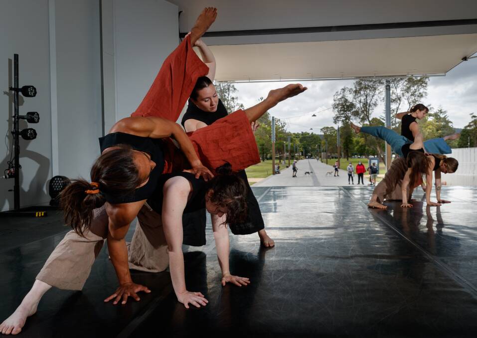 MOVES: Catapult dancers rehearse scenes from Drift, the first ever performance to be held at the new Multi-Arts Pavillion, mima. Pictures: Max Mason-Hubers