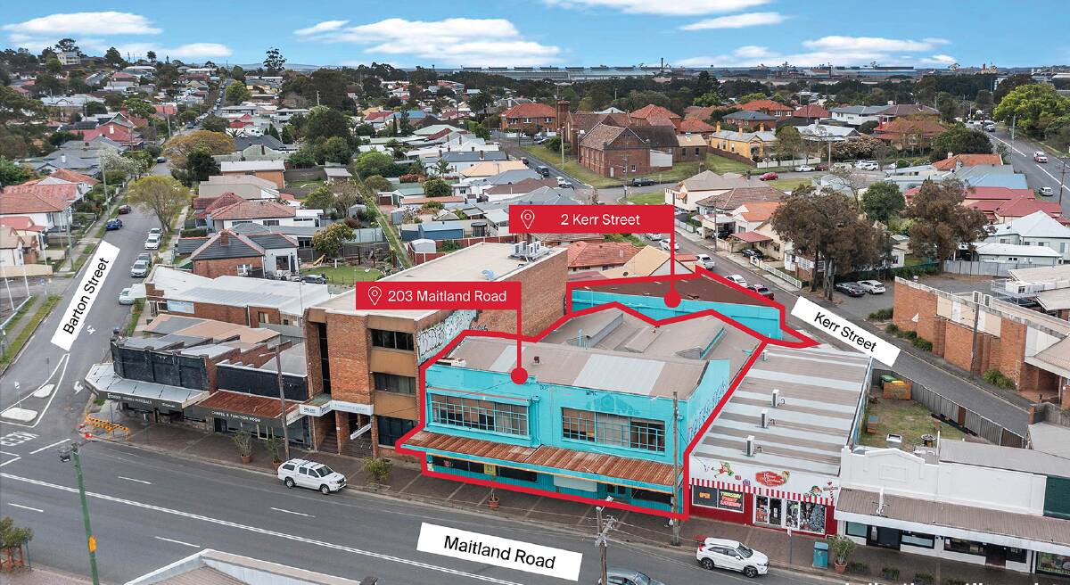 These two properties on Mayfield's Maitland Road and Kerr Street, formerly the site of Home Timber and Hardware, will go under the hammer on October 28. 