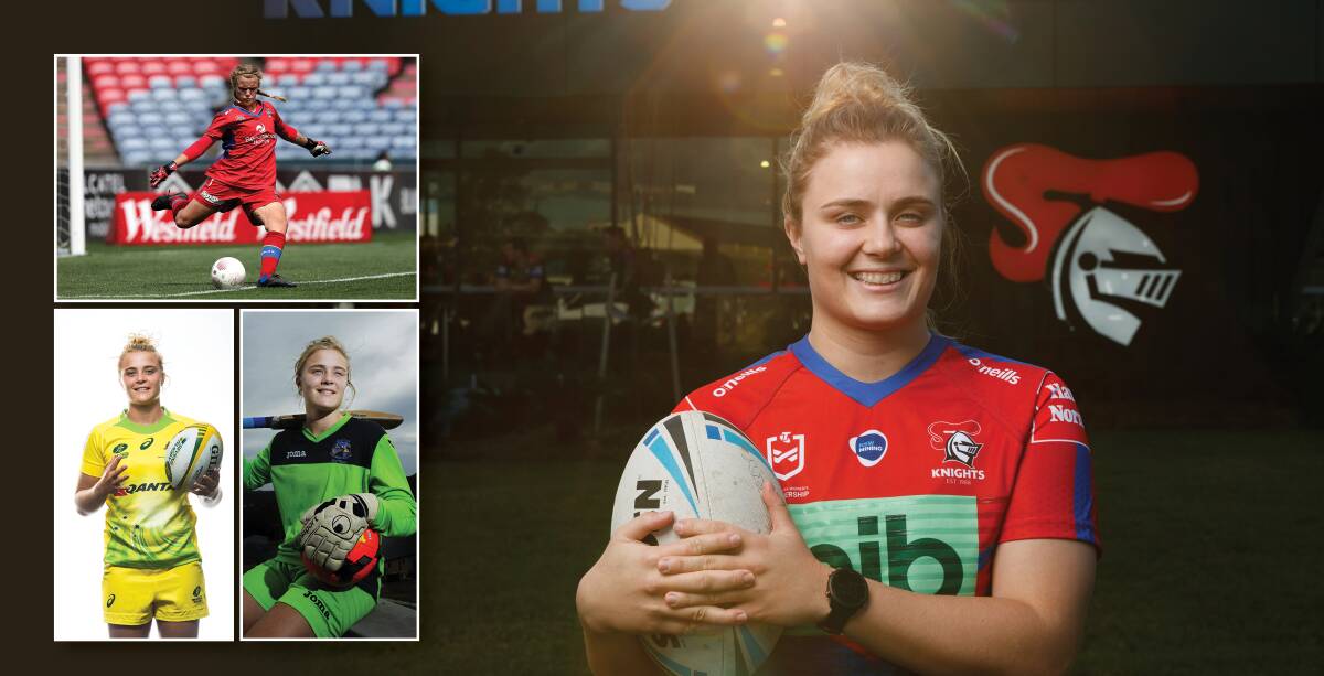 WHAT A TALENT: Newcastle Knights co-captain Hannah Southwell was a goalkeeper for the Newcastle Jets in soccer, played rugby sevens for Australia and represented the state in cricket. Pictures: Max Mason-Hubers, Getty Images