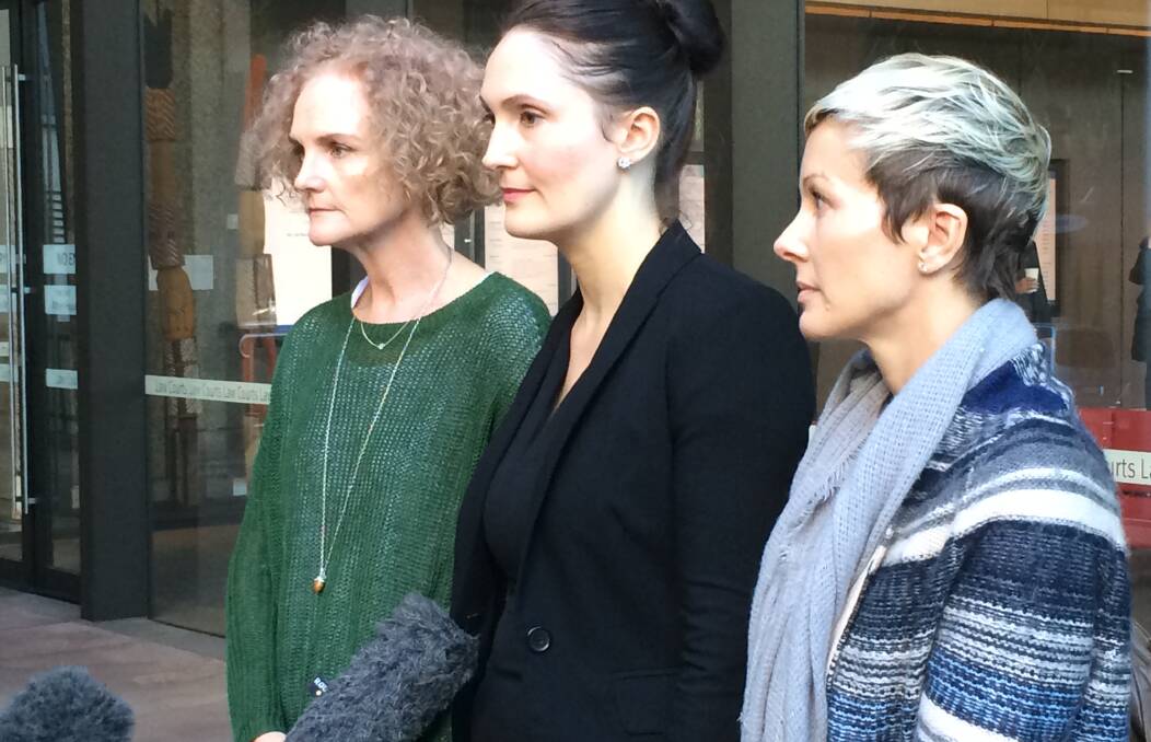 LANDMARK CASE: Gai Thompson, lawyer Rebecca Jancauskas and Jo Manion outside the federal court on Tuesday. Picture: Joanne McCarthy