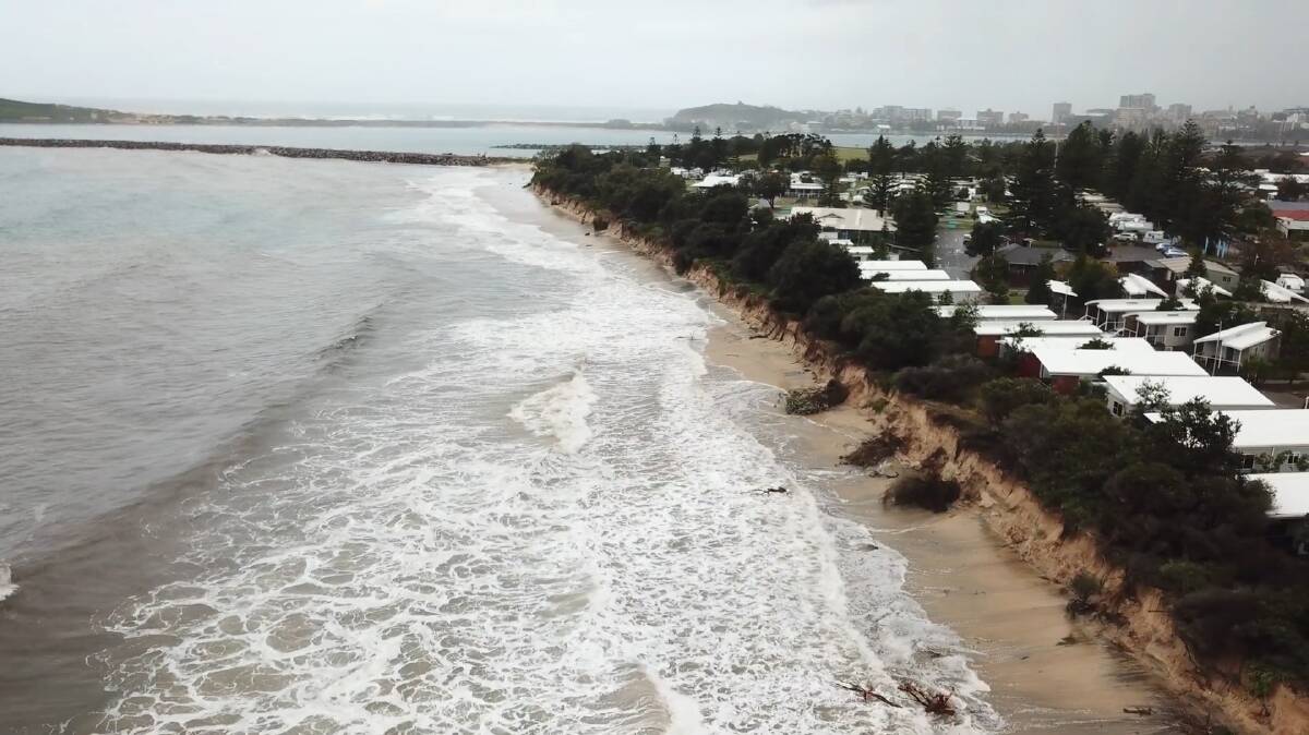 GOING, GOING: An aerial view of Stockton beach this week. Picture: Lucas Gresham