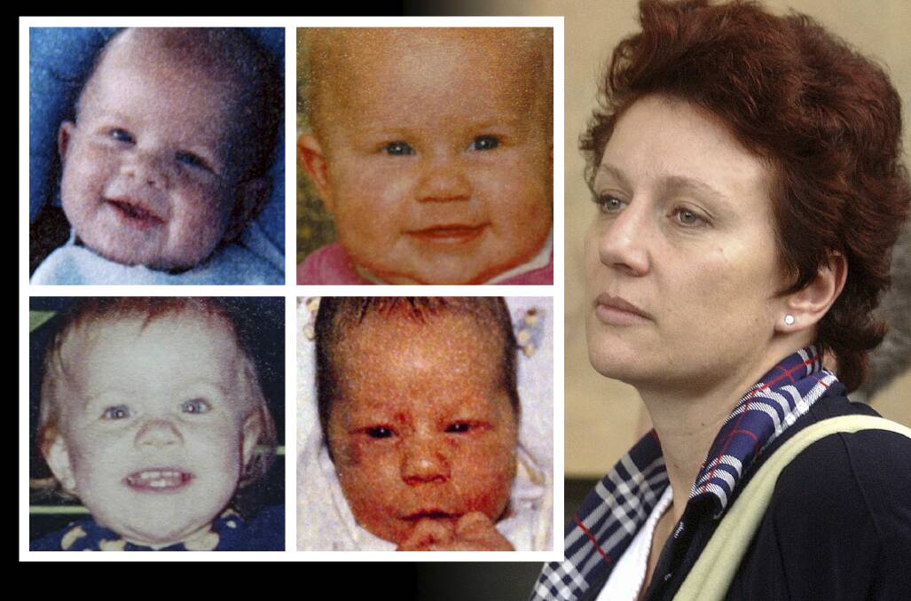 Tragic: Kathleen Folbigg with her four children, Laura, Sarah, Caleb and Patrick. 
