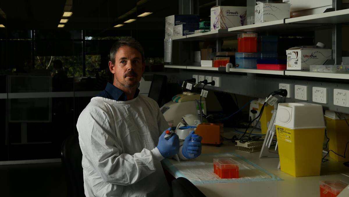 TESTING: University of Newcastle viral immunologist Dr Nathan Bartlett is working on a drug which could be a preventative treatment for viruses such as the coronavirus. Picture: Jonathan Carroll