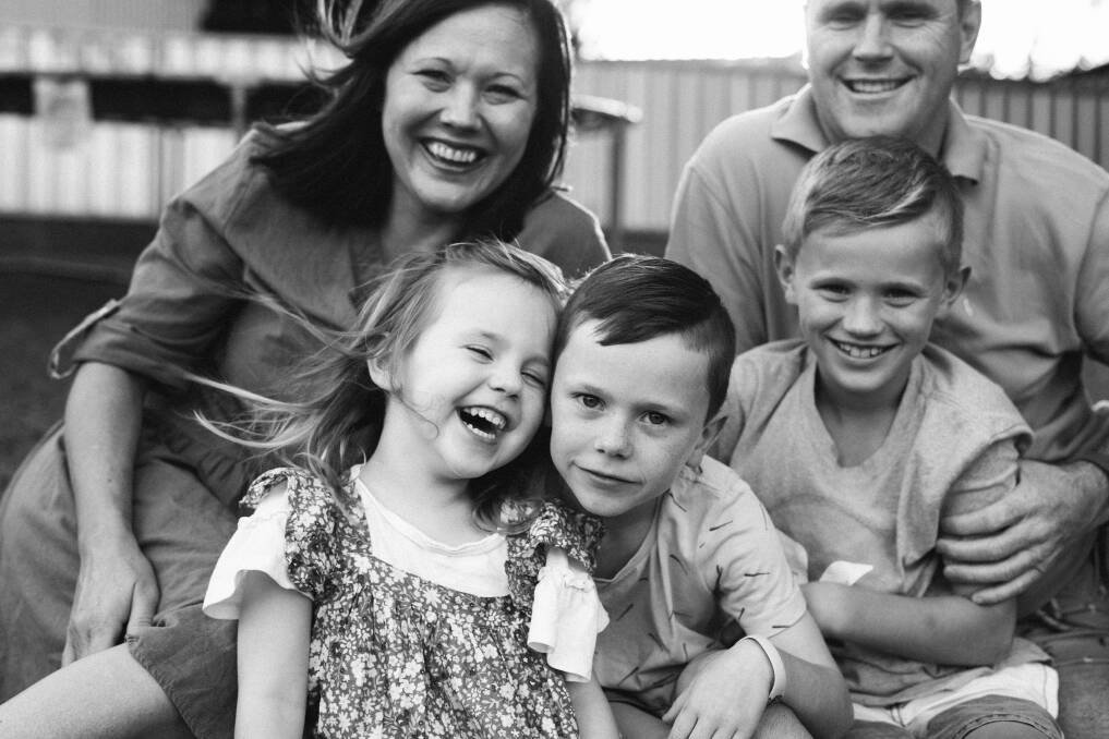 Family: Mindi, Victoria, Alexander, Harrison and Aaron Binnie, of Charlestown, have been on a "rollercoaster ride" since Victoria, 3, was diagnosed with DIPG. Picture: Little Rascals Photography