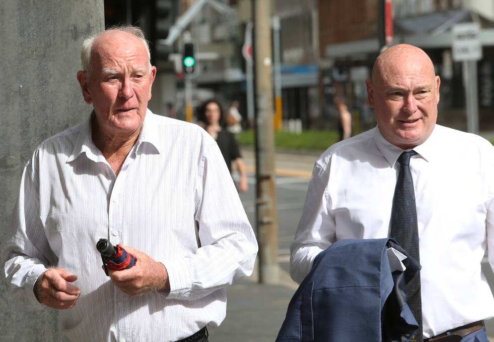 Graham Ogden and his son Darren outside Newcastle court on Tuesday ... their son and brother Jamie was one of four people killed in the crash.