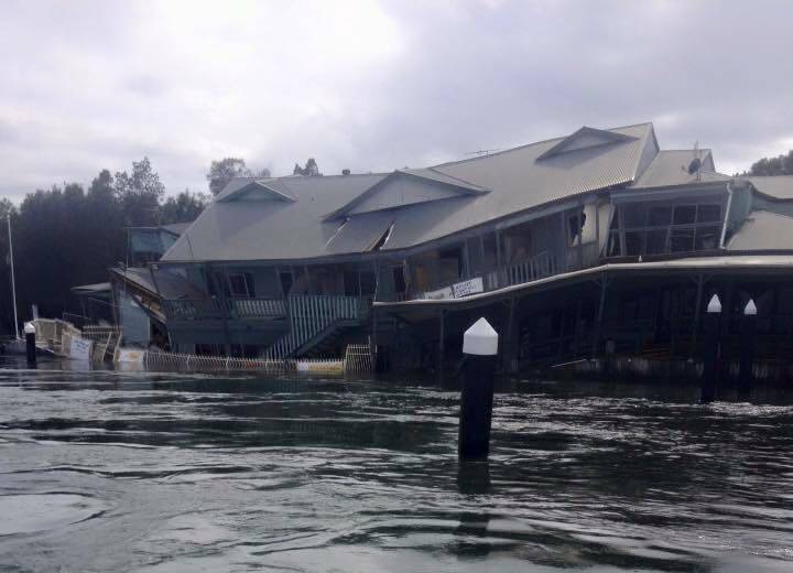 Lake Macquarie restaurant and function centre Milanos on the Lake collapses. Picture: Fire & Rescue NSW.