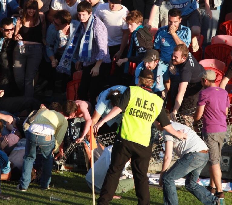 2011: The fence collapsed when Sydney FC fans surged during a clash with the Newcastle Jets.