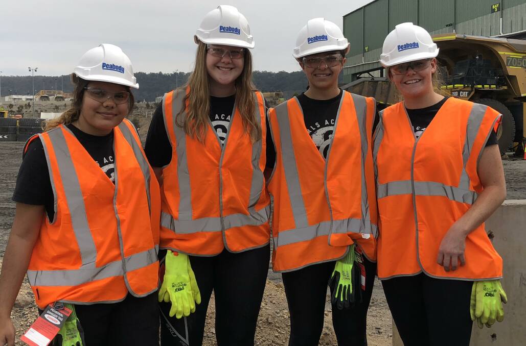 Opportunity: Students from the Girls Academy program, Dubbo College Senior Campus at Peabody Wilpinjong mine. Photo: SUPPLIED.