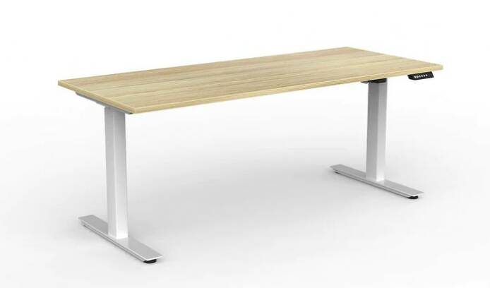 Agile standing desk in new oak. Picture: Sit Back and Relax.
