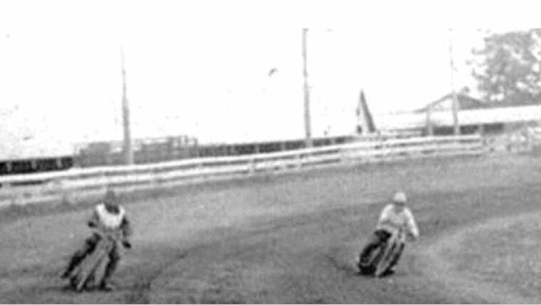 Speedway racers on the new track (modified fence in the background). Picture supplied.