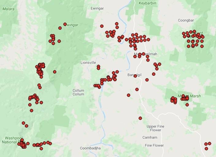 Almost 200 separate hot spots were recorded by remote sensing during the height of the three month long fire fighting campaign last year at Baryulgil.