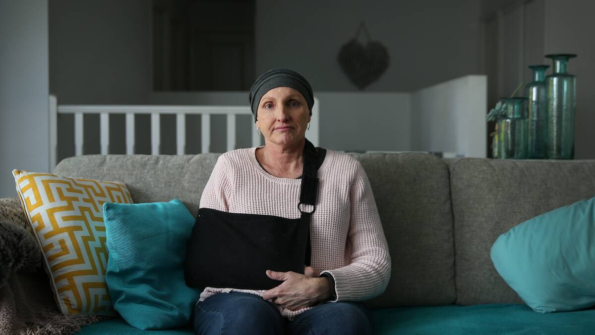 LONG ROAD: Suzanne Quick is battling an aggressive case of non-Hodgkin's lymphoma. Cabbage Tree Road in Williamtown, where she worked for 10 years, is the site of a potential cancer cluster. Picture: Marina Neil 
