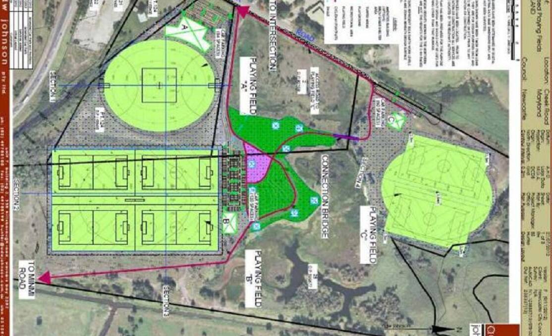 EXPANSIVE: A $12 million concept plan developed by ADW Johnson includes playing fields, cricket pitches, 180 parking spaces, a playground and amenities block. 