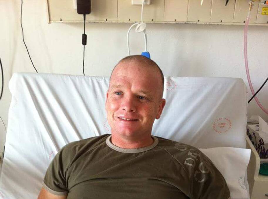 BACK ON TRACK: Greg Waters had returned to good health after being diagnosed with a rare type of leukemia in 2011. He is pictured during treatment at the Mater Hospital.