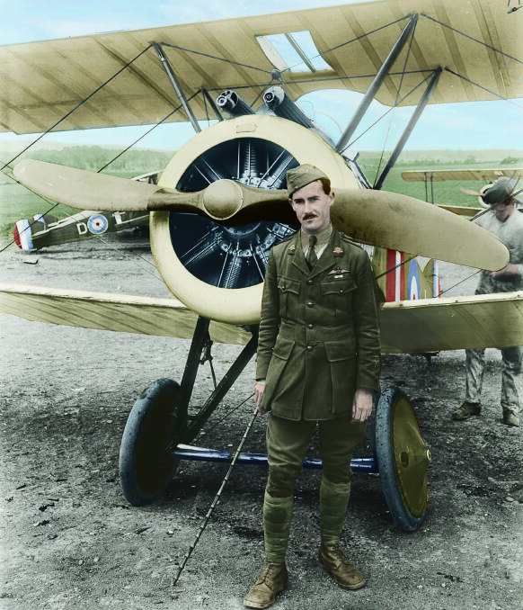 DAPPER: A member of the Australian Flying Corps poses between aerial sorties against the Germans. Photo: The Digger’s View by Juan Mahony.