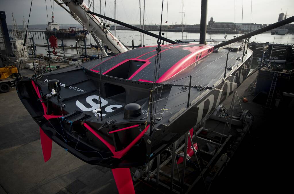  THE BOSS: The new Hugo Boss boat hits the water as Alex Thomson Racing gear up for the Vendée Globe Race.