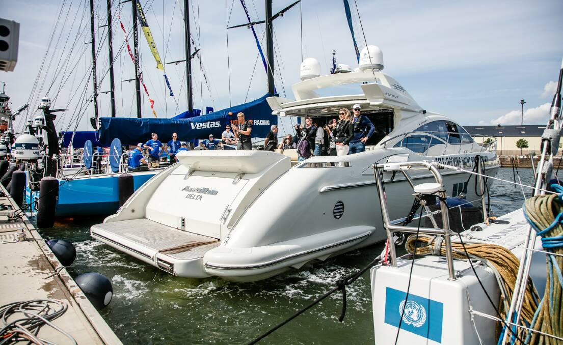 BACK IT UP: Volvo Penta shows off its self-docking system during the Gothenburg stopover of the Volvo Ocean Race.
