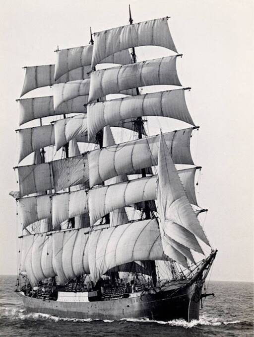 Doomed: The graceful barque Pamir made an impressive sight under sail. Her 1957 sinking made headlines around the world.