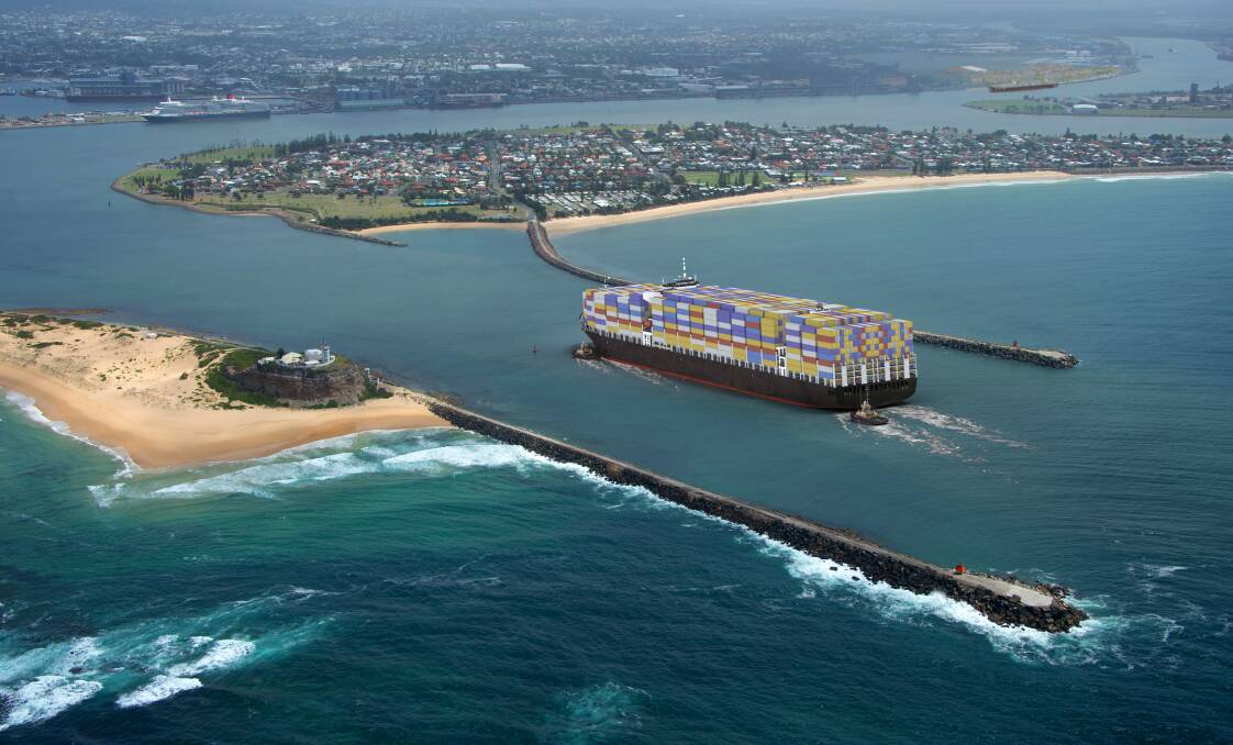 EFFICIENT OPTION: An artist’s impression of a container vessel entering the Port of Newcastle.