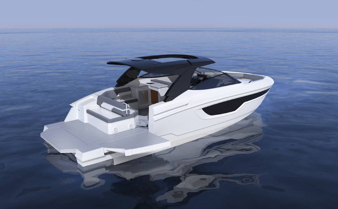 INNOVATIVE DESIGN: The V8-powered 38 GLS from Cruisers Yachts has everything needed for dayboating and overnighting, including impressive performance.