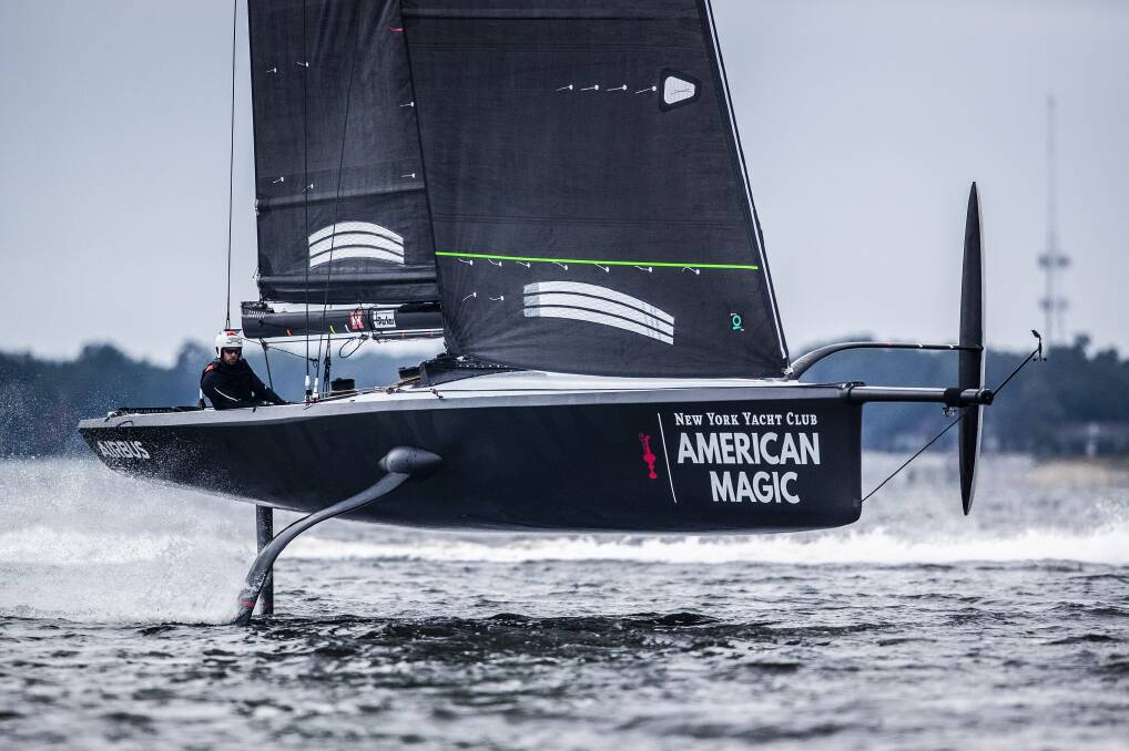 STABLE FLIGHT: The American Magic team are comfortable with their test boat's performance. Photo: Amory Ross