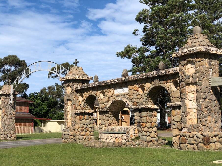 Unusual: Tanilba Bay's Water Gate was one of two erected in 1931 as novelty real estate attractions. The bollards of the HMAS Sydney sit atop the central pillars.