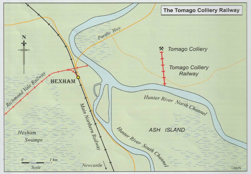MISSING MINE: Map of the rough location of Tomago Colliery on Hunter River from 1854. Artwork: Ian McNeil and LRM