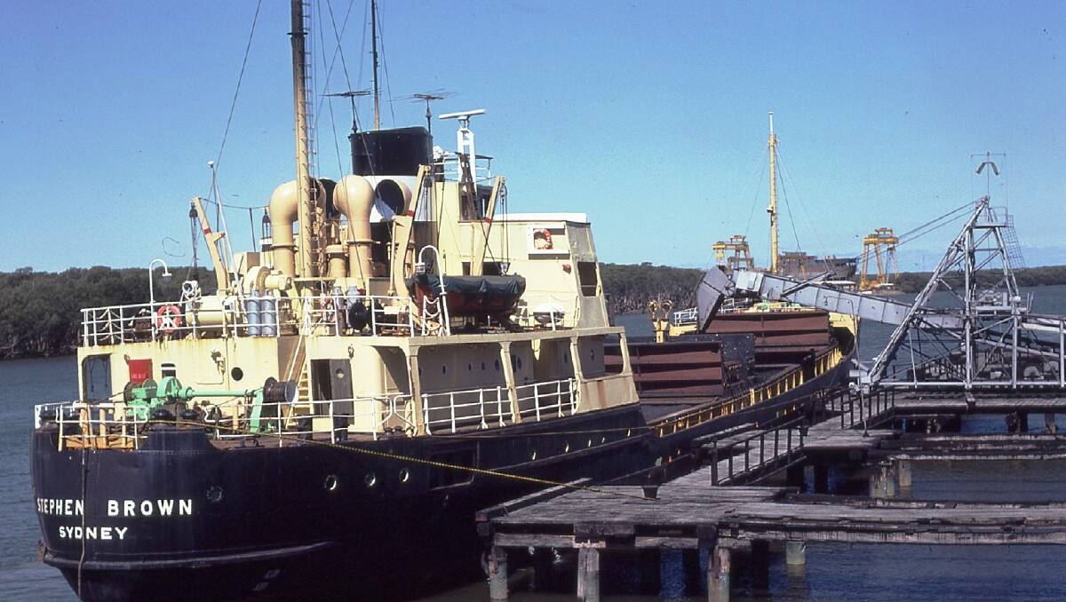 Down memory lane: The ‘sixty-miler’ collier MV Stephen Brown is shown tied up at a Hexham wharf in 1979. Beneath it though, lurks a big secret. Photo: Ed Tonks