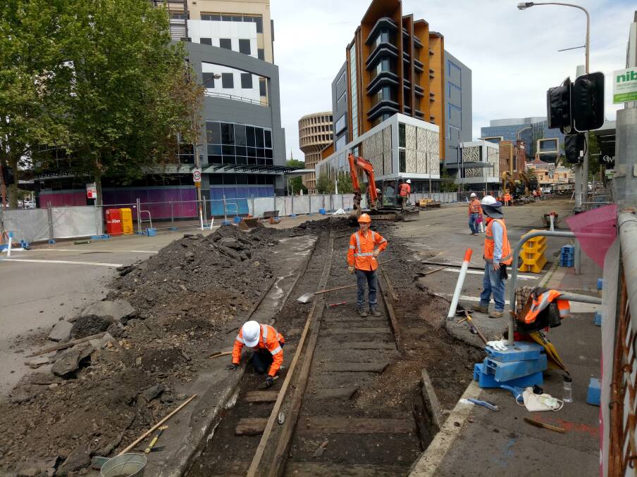 INTACT: Workers unearthed remnants of the old Burwood line last year.