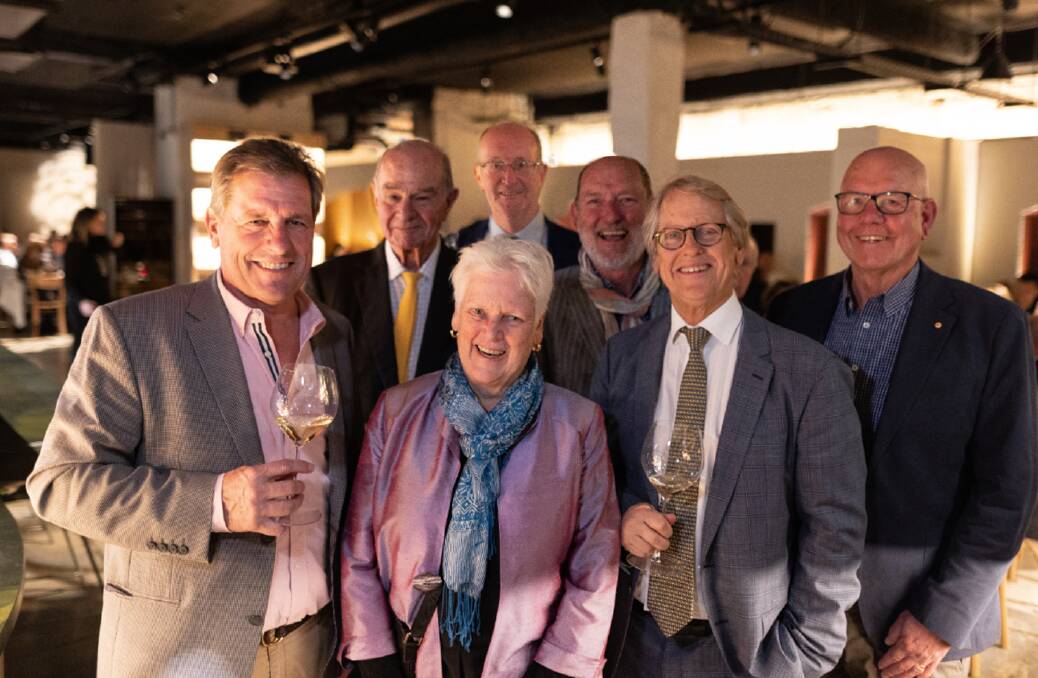 HONOURED: Pam Dunsford at the Maurice O'Shea presentation with past award recipients Andrew Hardy, Philip Laffer, Mitchell Taylor, Iain Riggs, Robert Hill-Smith and Peter Dry.