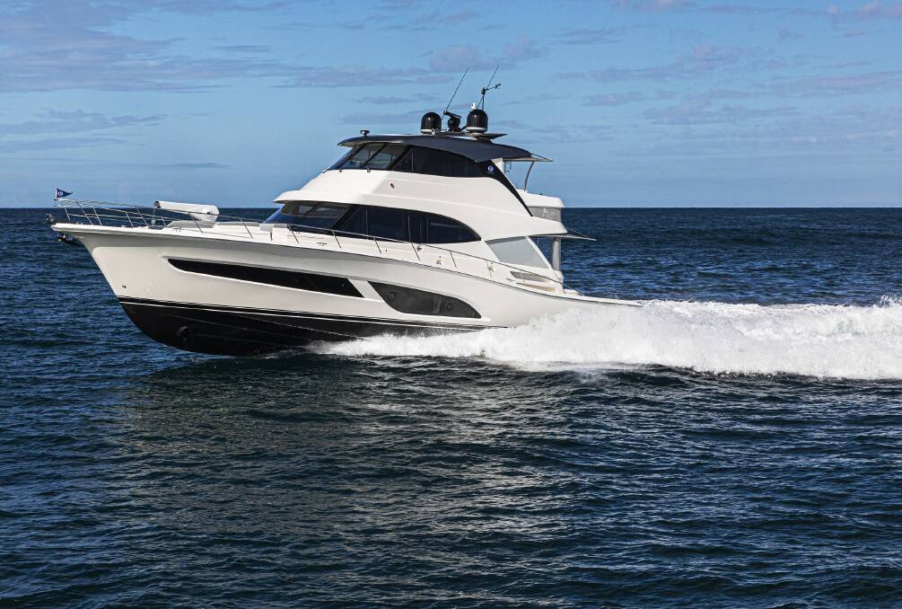 LATEST LAUNCH: Test driving the new Riviera 64 Sports Motor Yacht, which will visit NCYC in July.