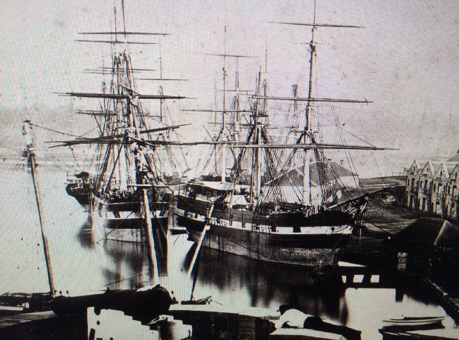 Journey's end: Sailing ships berthed at Circular Quay are of the type used to transport the English lacemakers to Australia in 1848. 