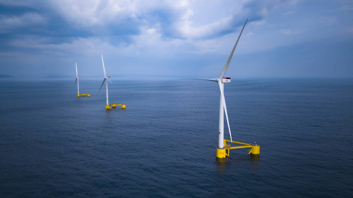 Floating turbines that are used to help offshore wind generation. Picture: DOCK90/Principle Power