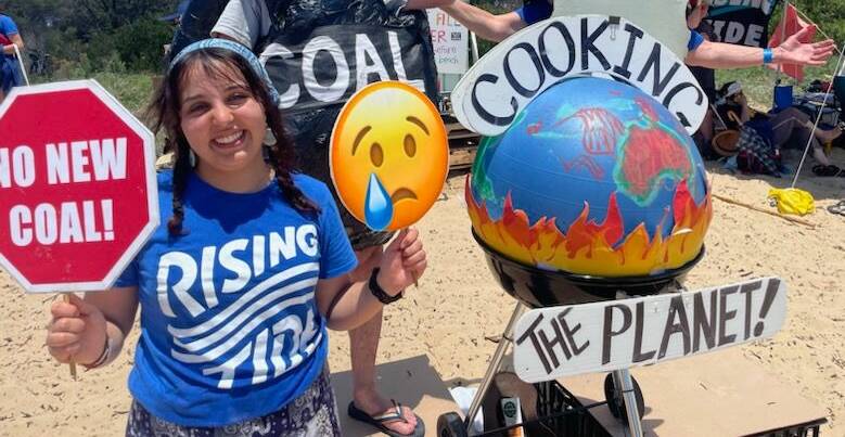 Anjali Beams at the Rising Tide blockade of the Port of Newcastle. Picture: supplied