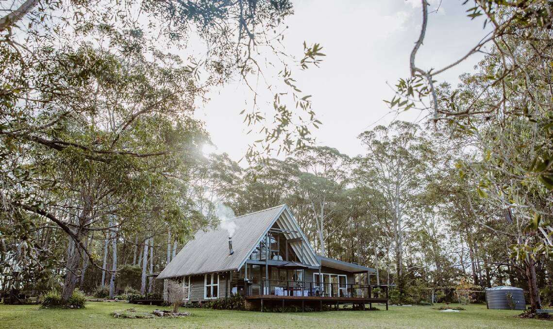 Family and guests enjoy A-frame getaway not far from the coast.