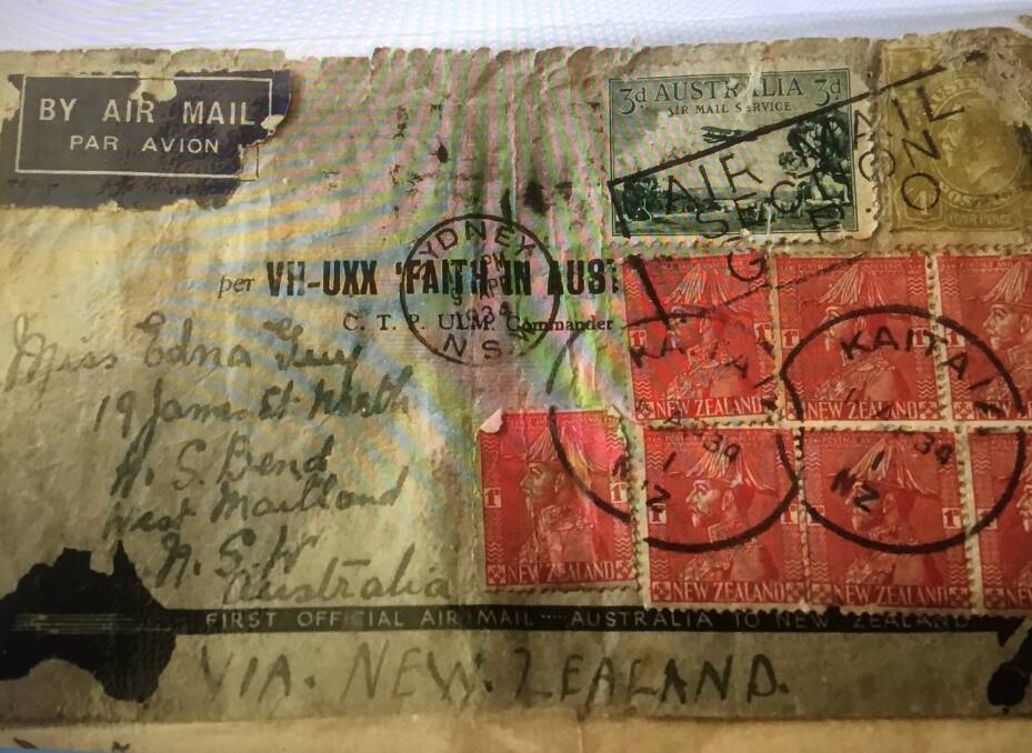 Rare item: A close-up of the saved air mail letter, among the first officially sent from
Australia to New Zealand 86 years ago.