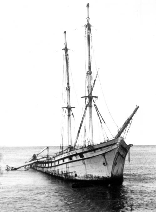 Slow death: The shipwrecked Adolphe, sinking by her stern.
