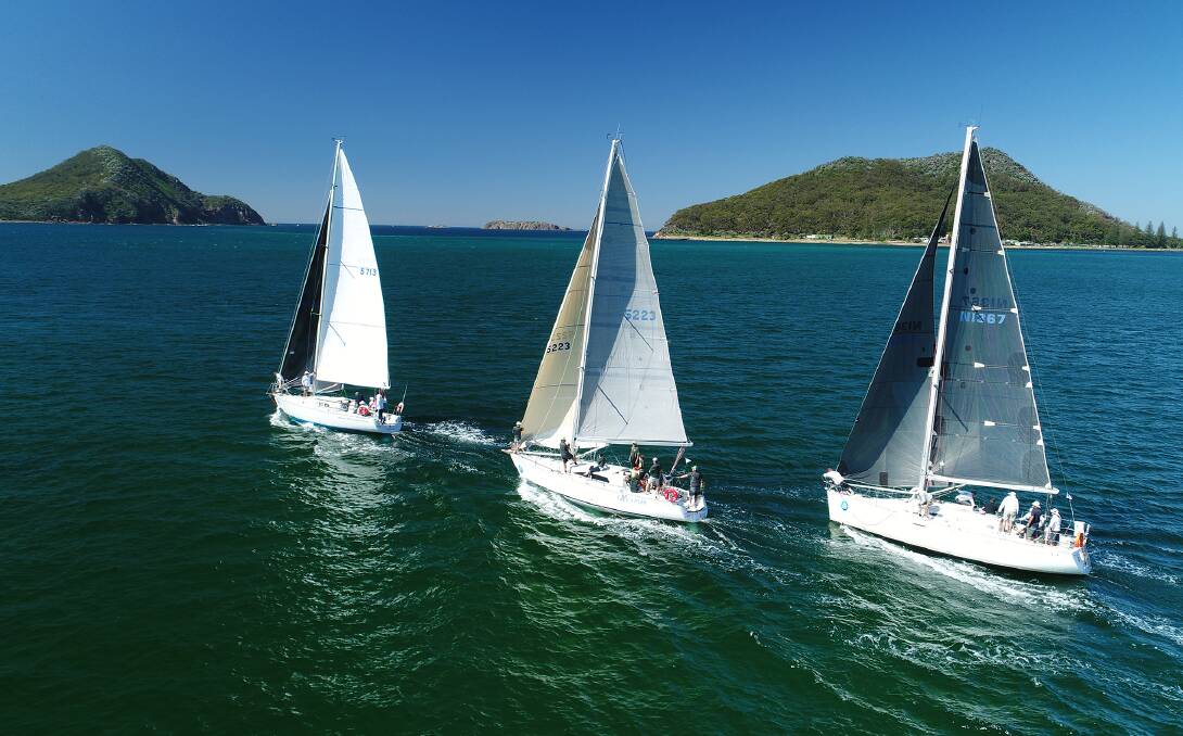 IMPRESSIVE LINEUP: Sail Port Stephens will look to break records for fleet size this year. Photo: Hover UAV
