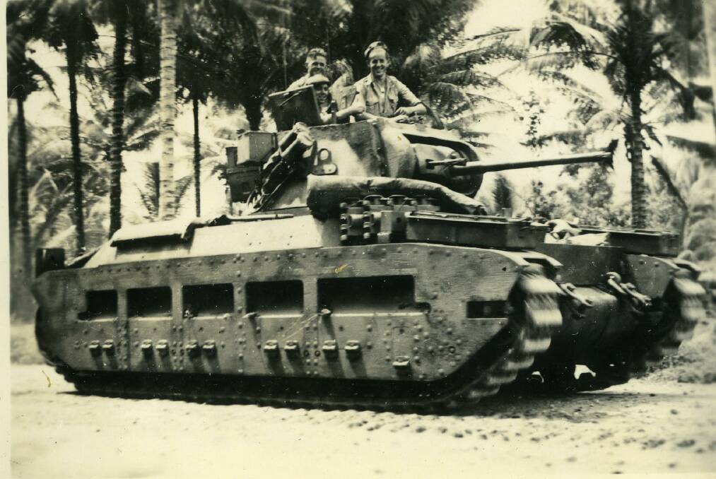 FEARLESS FIGHTER: An Australian Matilda tank under way for another jungle patrol. Image: The University of Newcastle's Cultural Collections