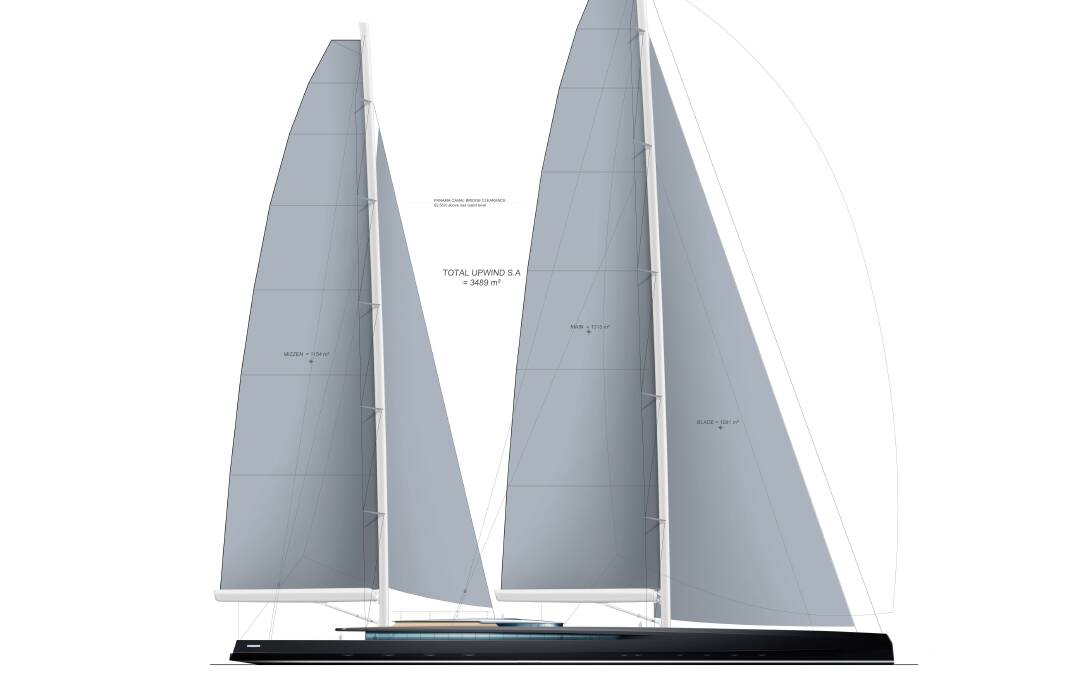 SUPER SAILS: The sail plan for Philippe Briands SY300 shows a total upwind sail area of 3,560 square-metres.