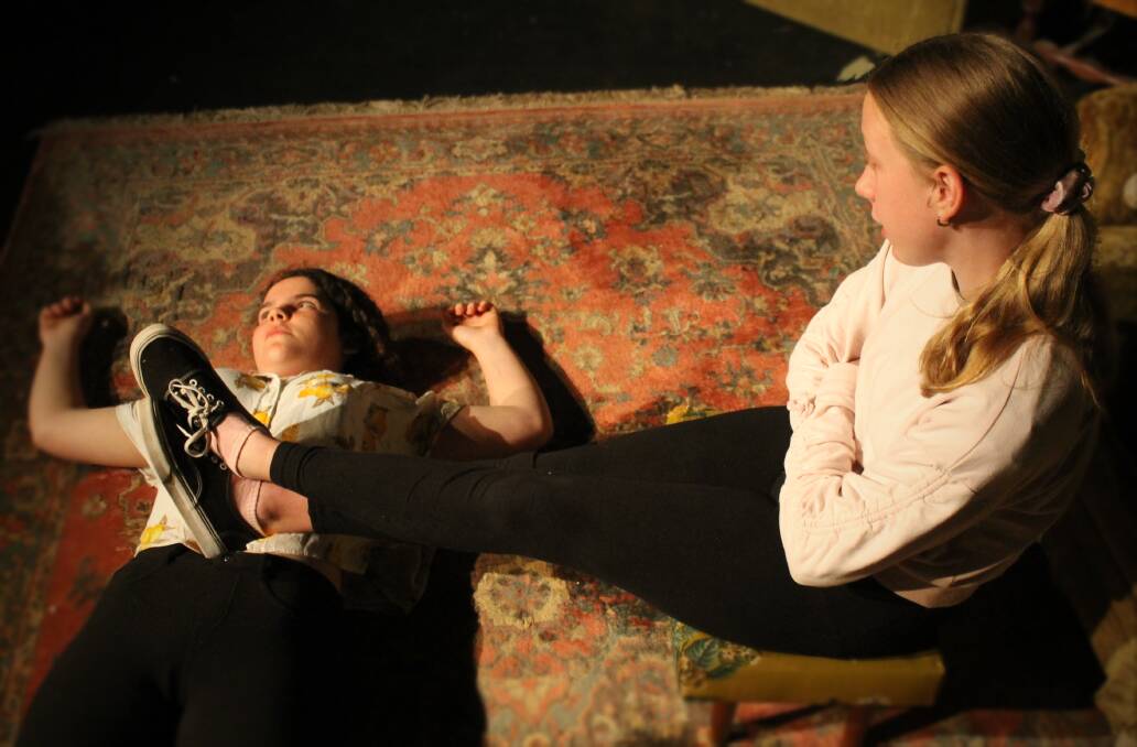 ENGAGING: Ashley Davidson as Arty (on floor) and Gabrielle Johns as Jay in Maitland Repertory Theatre's Lost In Yonkers.
