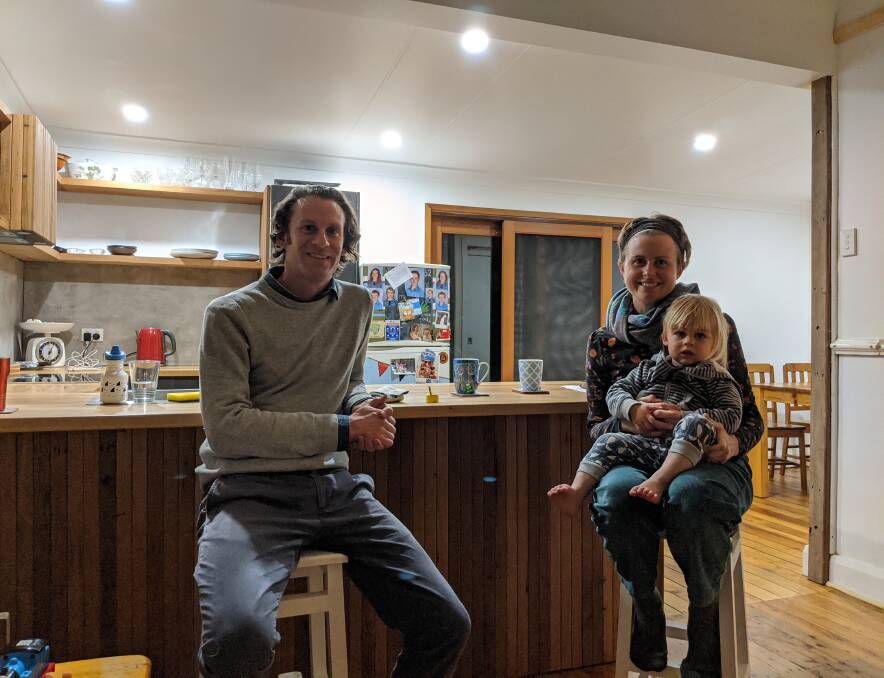 STEP BY STEP: Tom Hopkins, Sarah Monk and Theodore in their Mayfield home. The kitchen is finished. Next is the bathroom.