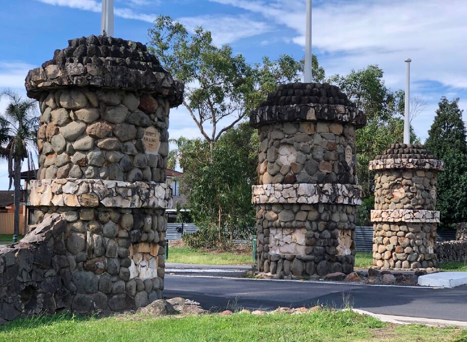 Solid: Round squat stonework of Tanilba Bays southern entry gate is still an eye-catcher 89 years on.