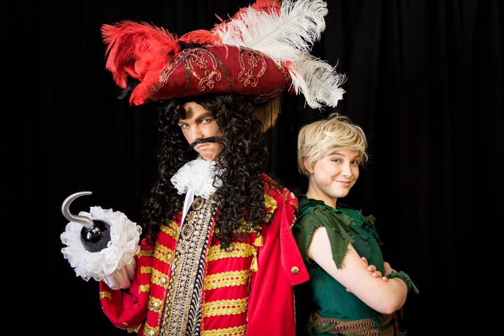NEVERLAND REVISITED: Luke Barker as Captain Hook and Imogen Bamback as Peter Pan star in the new Hunter Drama production of a much-loved tale. Picture: Jo Roberts