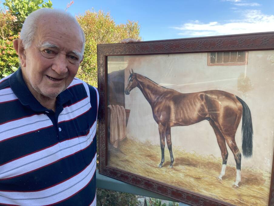 Horse-sense: Terry Ryan is seeking a new home for his painting of 1908 Melbourne Cup racehorse Lord Nolan. Picture: Mike Scanlon