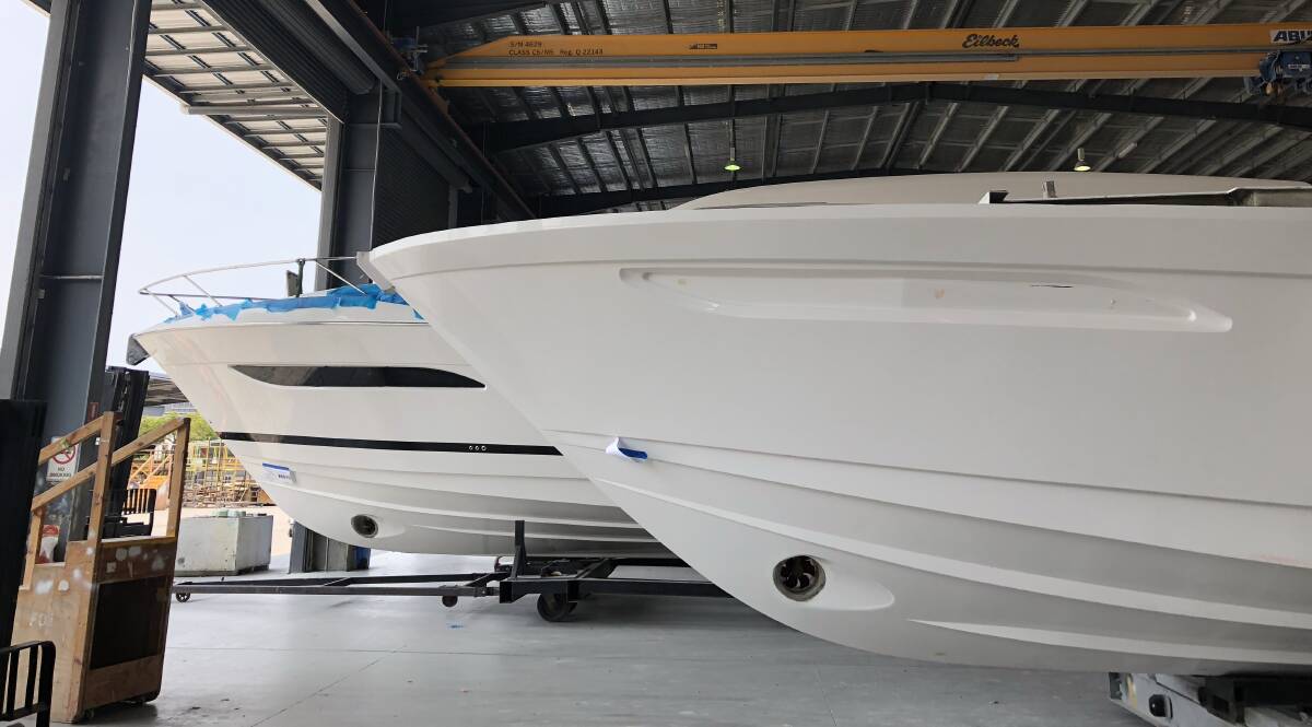 NEXT STEP: Inside Maritimo's production facility. The boatbuilders plan to reveal details of new projects in 2020.
