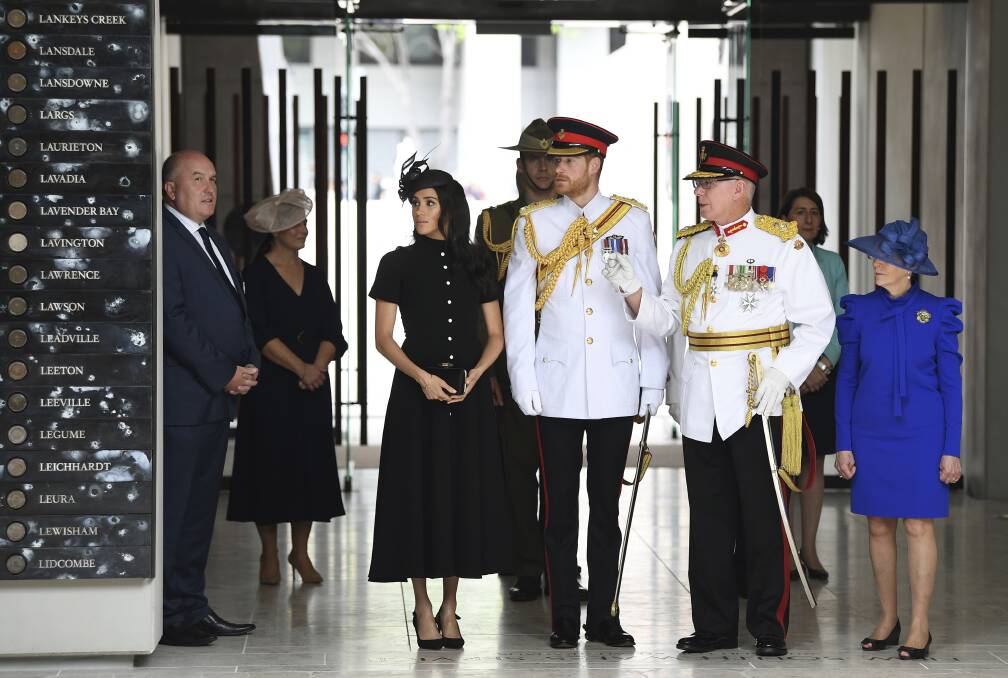 HYDE PARK: The Duke and Duchess of Sussex visit the new Anzac tribute.