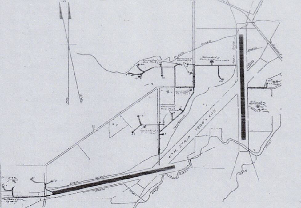 A 1942 plan of the Pokolbin RAAF base runways during World War II (1939-45). Picture Australian War Memorial 