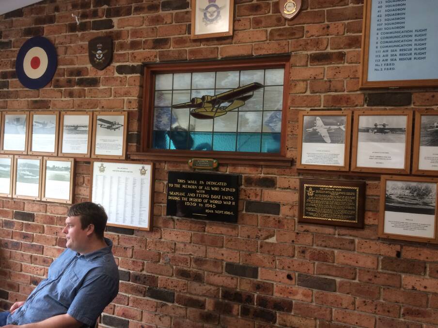 RAAF memories: The special memorial wall inside the Rathmines Bowling Club.